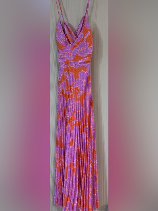 Astr Dresses & Skirts - ASTR Blythe Pleated Dress Floral Maxi Dress in Purple and Orange